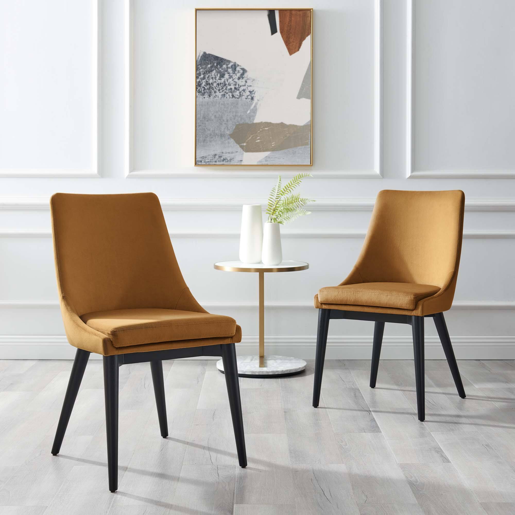 Alt View 4. Modway - Viscount Accent Performance Velvet Dining Chairs Set of 2 by Modway - Brown.