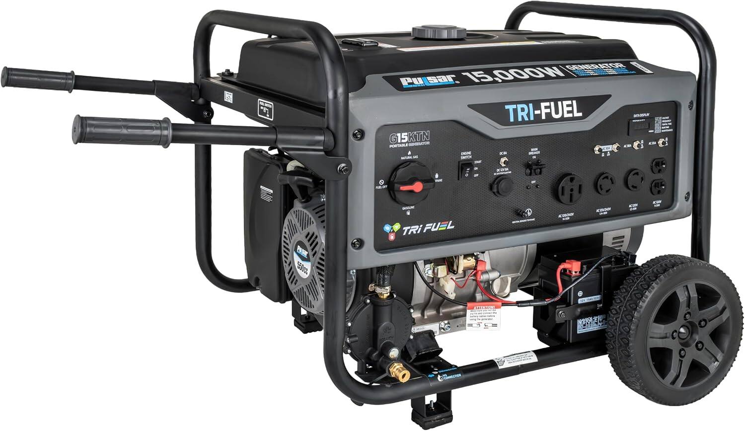 GENERATOR Pusar 15,000W TRI-FUEL ONTADISPLAY G15KTN DEMBATOR ACIDA PORTABLE KIDI ACADA ENGINE SECAKER NATURAL SWITCH

ALLORY
WAE
CAY
OCCY BA
OF
GACOLINE 8 TRi FUEL
N 001
KISSON
ACCON
CODY DAY
550cc
ATTENTION!
