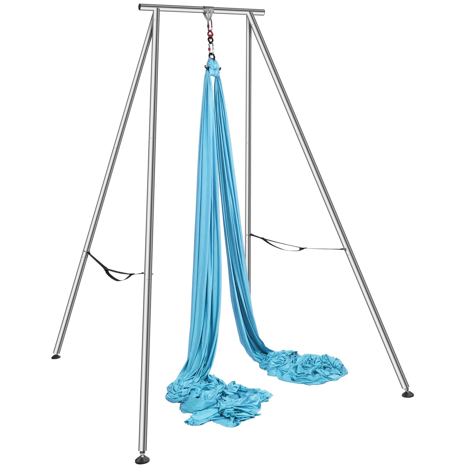 Alt View 5. VEVOR - Aerial Yoga Frame & Yoga Hammock, 9.67 ft Height Professional Yoga Swing Stand Comes with 13.1 Yards Aerial Hammock - Blue.