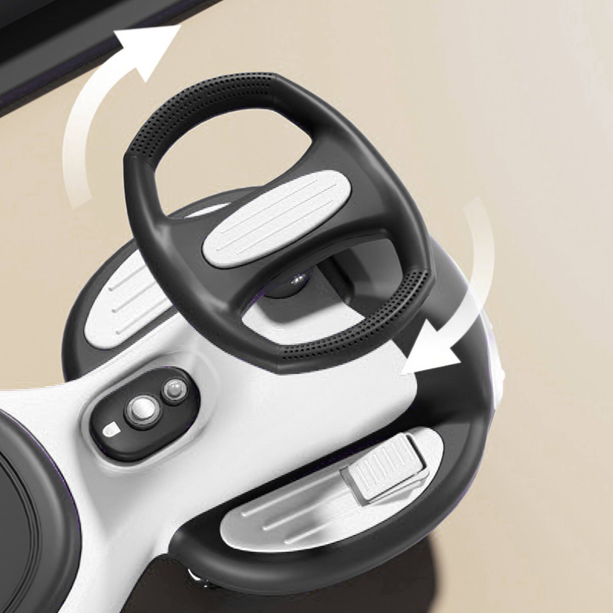 Alt View 9. ELEMENT ACE - Electric Ride-On Wiggle Car for Kids with LED Lights and Music, Suitable for Indoor Ages 3 and Up - White+Black.