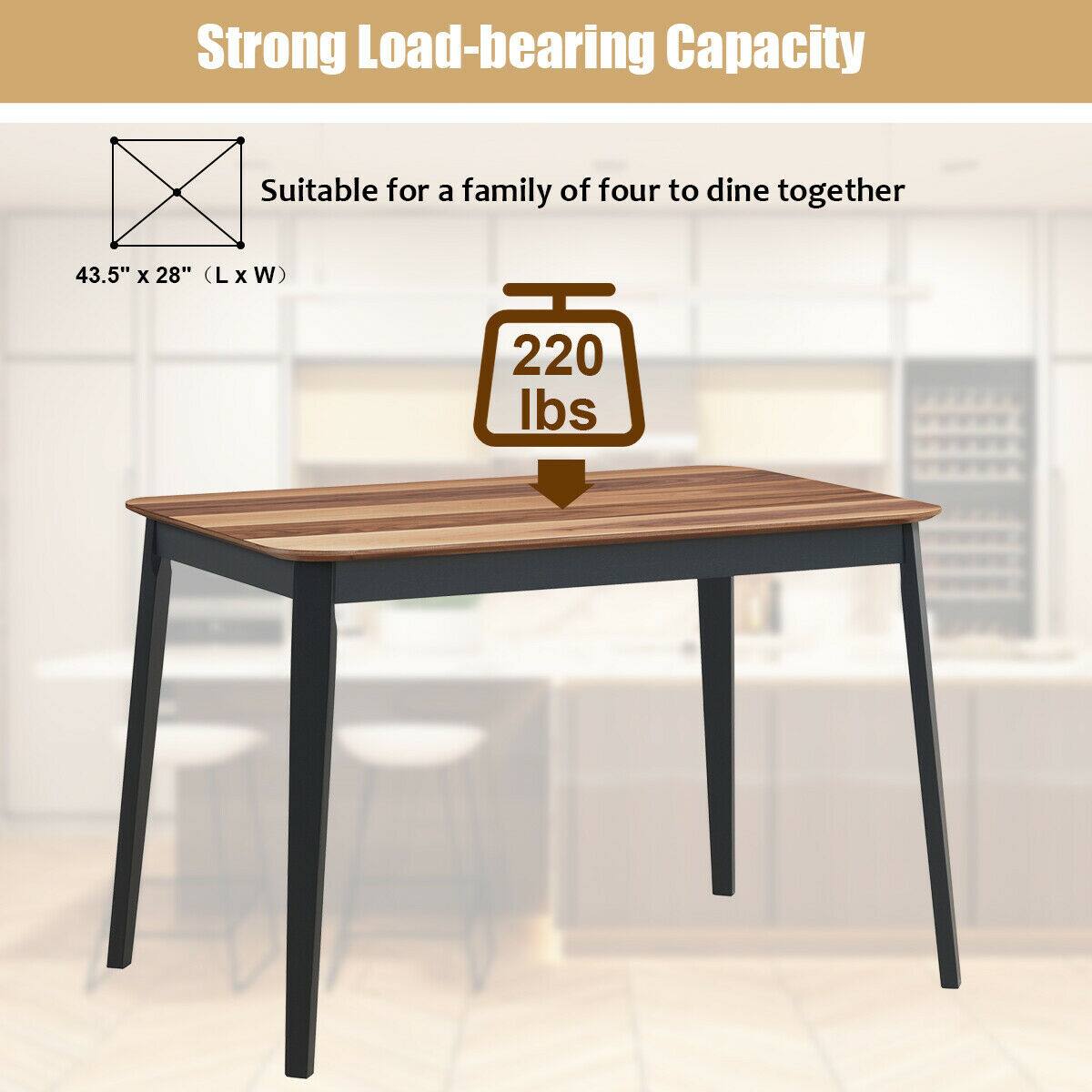 Strong Load-bearing Capacity  
Suitable for a family of four to dine together  
43.5" x 28" (L x W)  
220 lbs