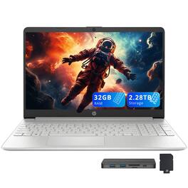 HP - 15.6" FHD Laptop,Intel i3-1215U,32GB DDR4 RAM,2TB SSD+288GB Docking Station,Intel UHD Graphics,Win 11 - Silver