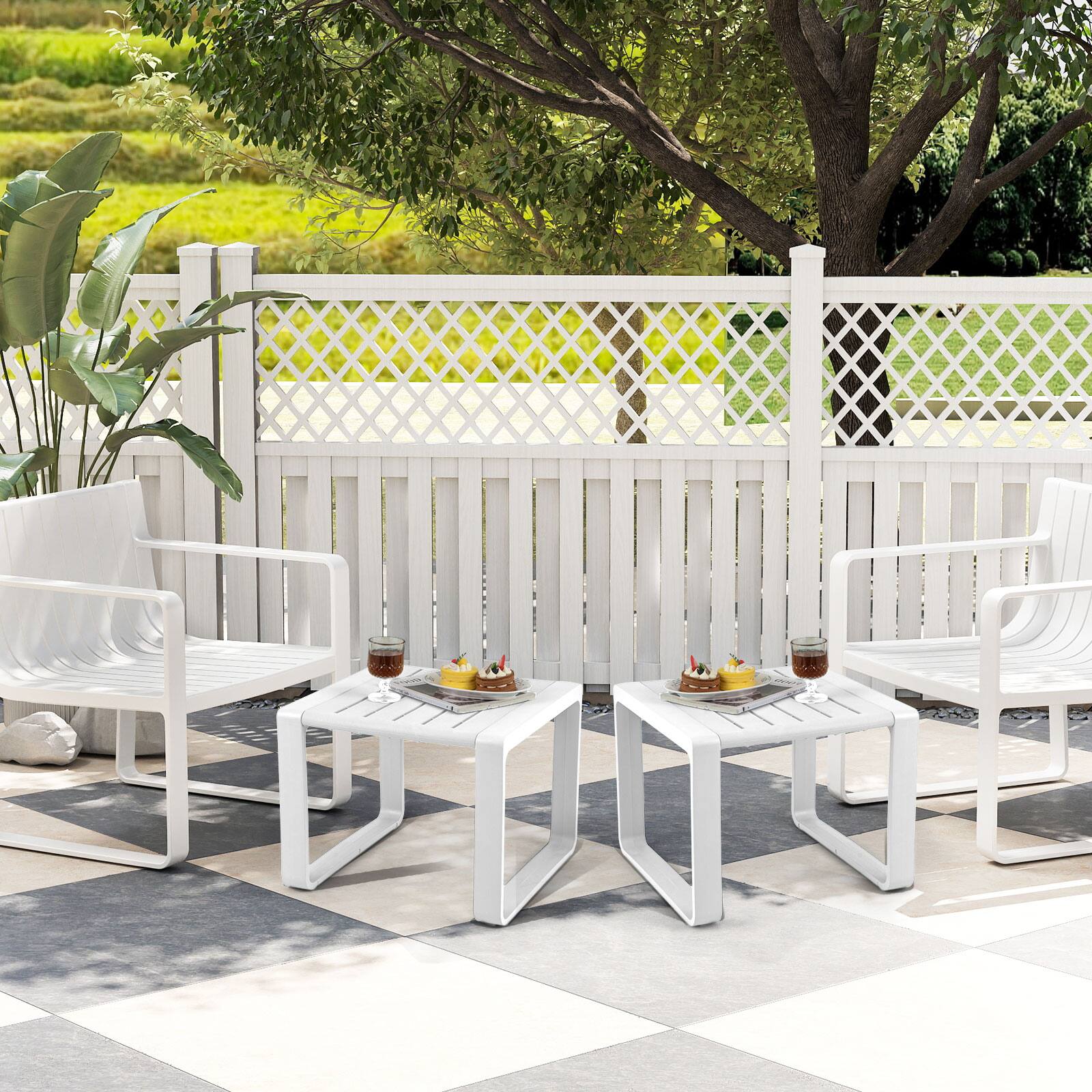 Alt View 8. Gymax - Gymax Outdoor Side Table Set of 2 18'' Weather Resistant Adirondack Table Patio White - White.