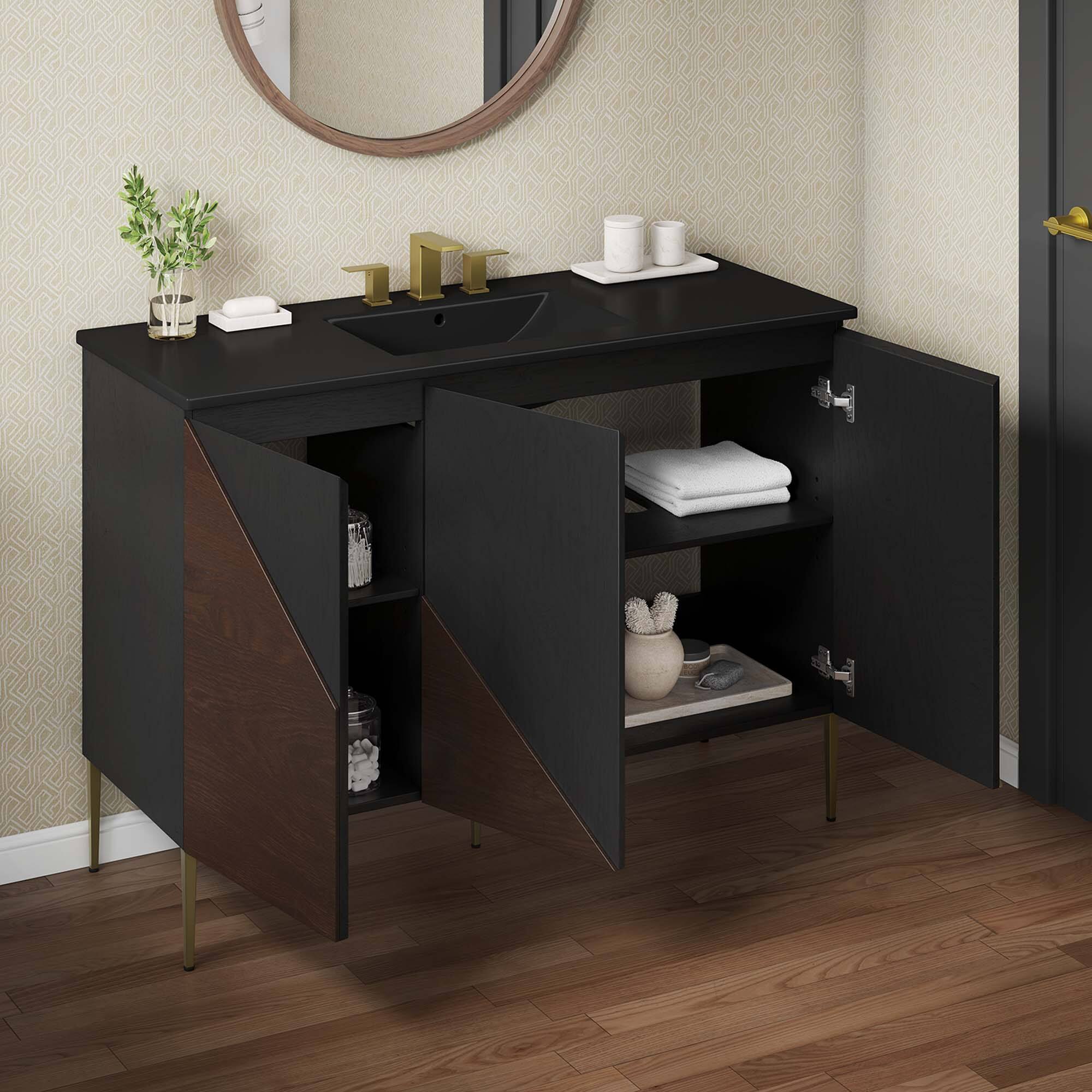 Alt View 1. Modway - Alchemist Bathroom Cabinet Basin Not Included by Modway - Black Black.