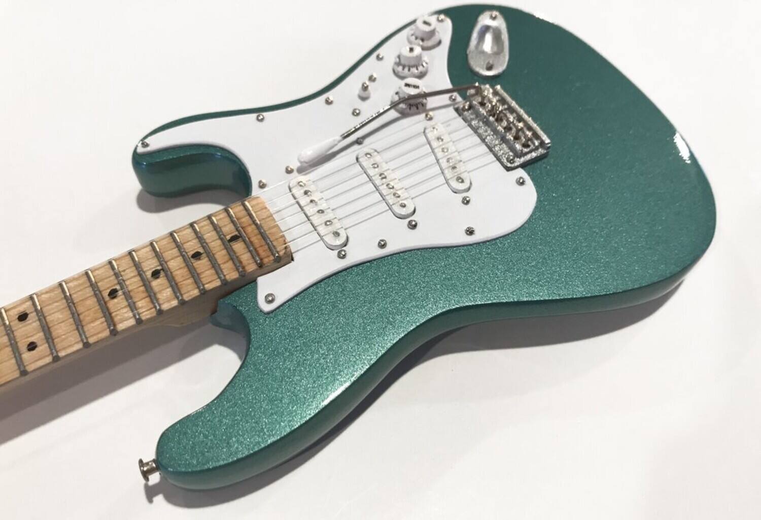 Alt View 4. Axe Heaven - Eric Clapton - Axe Heaven Aston Martin Almond Metallic Green Finish Fender Stratocaster Mini Guitar - Collectibles - Multicolor.