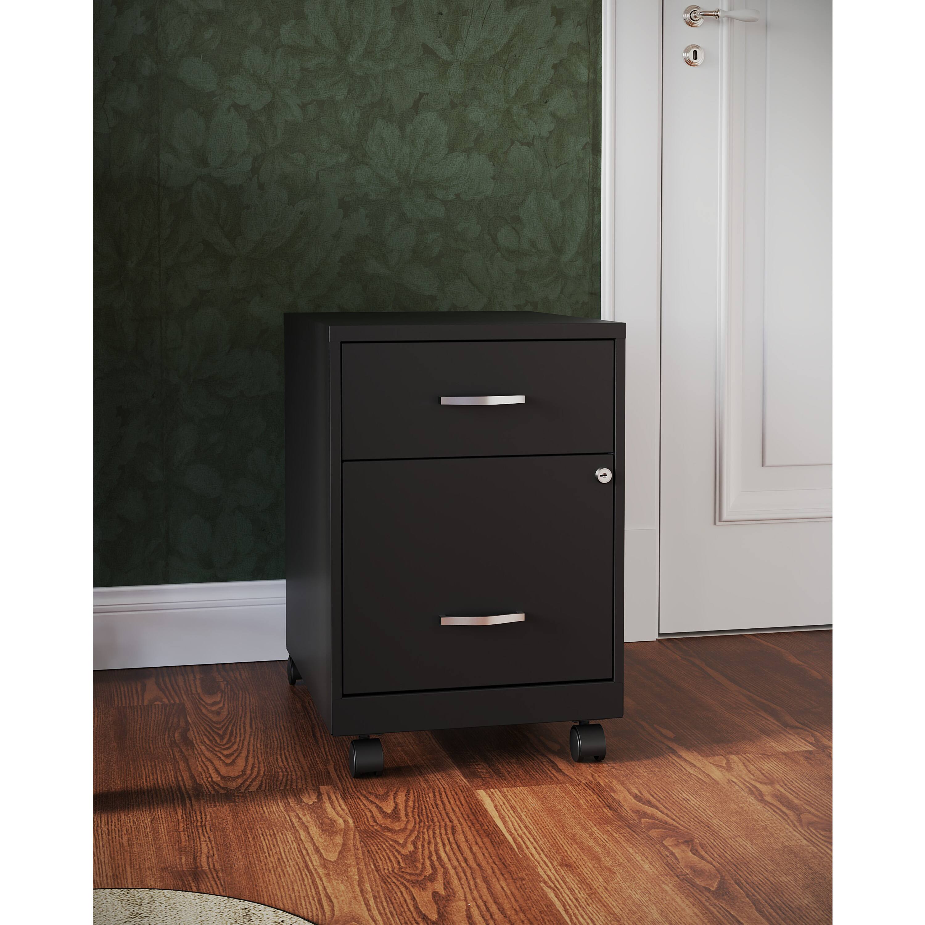 Angle. Space Solutions - Space Solutions 18" Deep 2 Drawer Letter Width Mobile Vertical File Cabinet with Accessory Drawer, Black - Black.