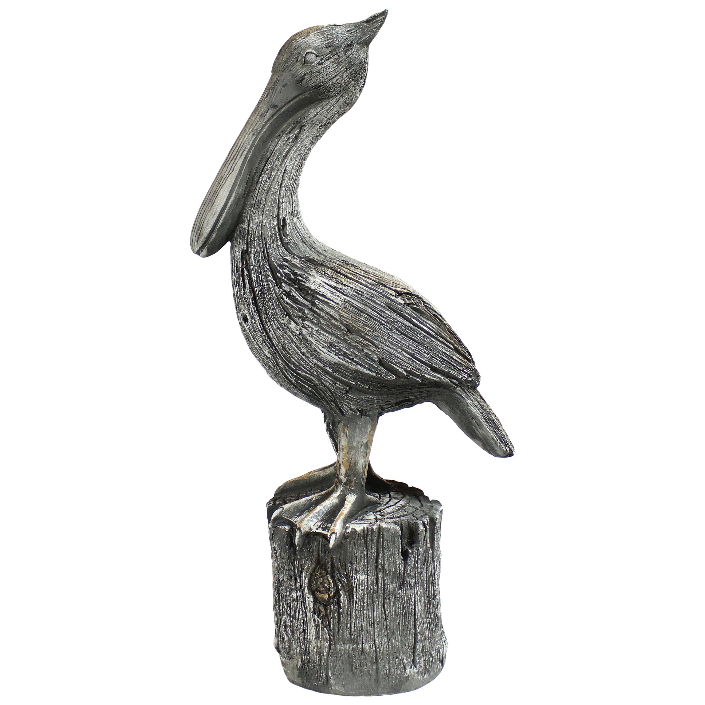 Alt View 9. Sunnydaze - Pelican Perch Outdoor Polystone Garden Statue - 22 in - Grey.