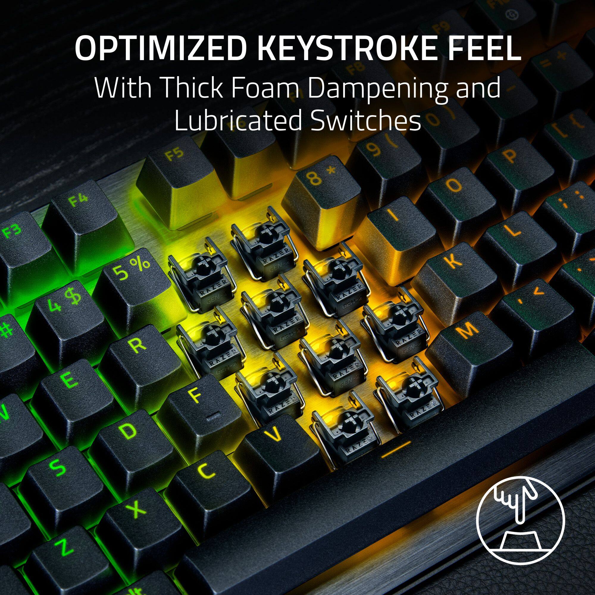 OPTIMIZED KEYSTROKE FEEL  
With Thick Foam Dampening and Lubricated Switches