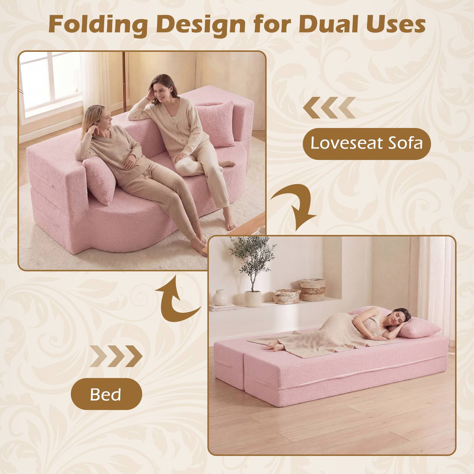 Folding Design for Dual Uses

Loveseat Sofa

Bed