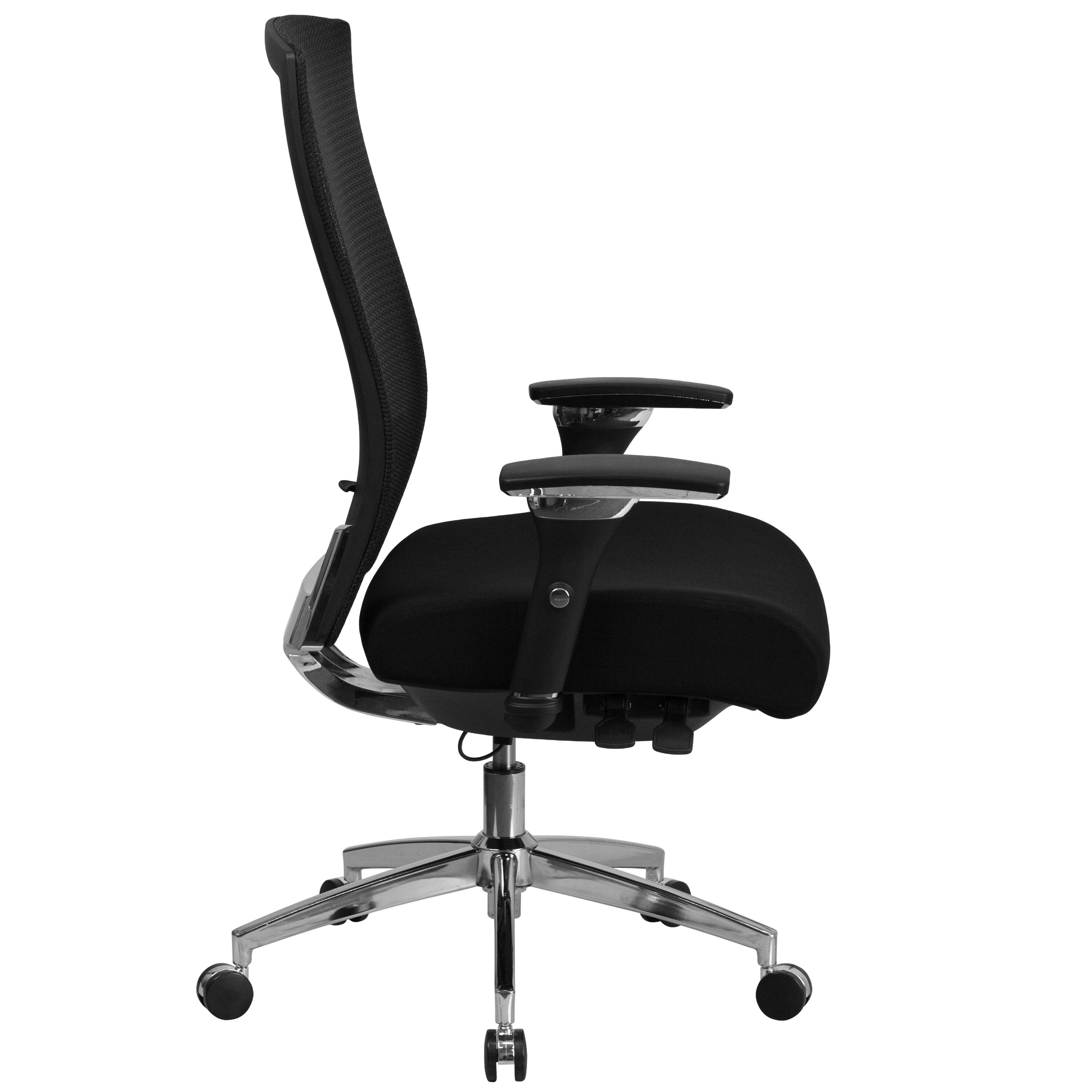 Alt View 3. Emma + Oliver - 24/7 300 lb. Rated High Back Swivel Seat Slider Lumbar Ergonomic Office Chair - Black Mesh & Fabric.