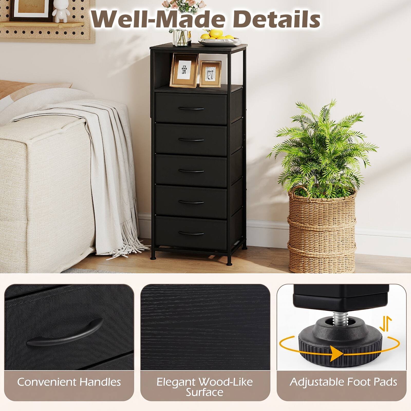 Well-Made Details

1. Convenient Handles
2. Elegant Wood-Like Surface
3. Adjustable Foot Pads