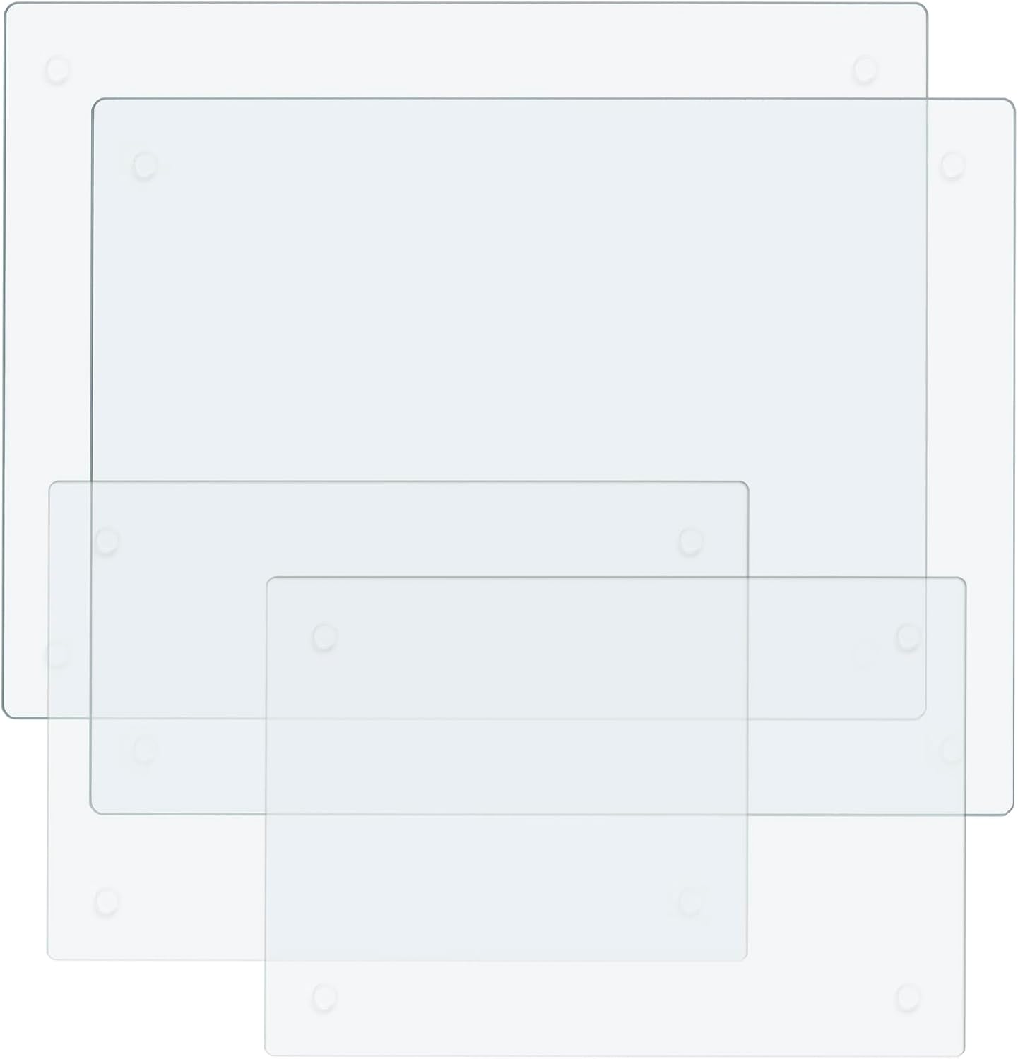 Front. PARKER SLATER - Clear Tempered Glass Cutting Boards, Heat & Scratch Resistant, 4-Pack.