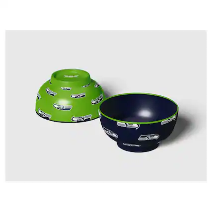 Front. Pegasus - Seattle Seahawks 6" Home & Away Two-Piece Serving Bowl Set - Multicolor.