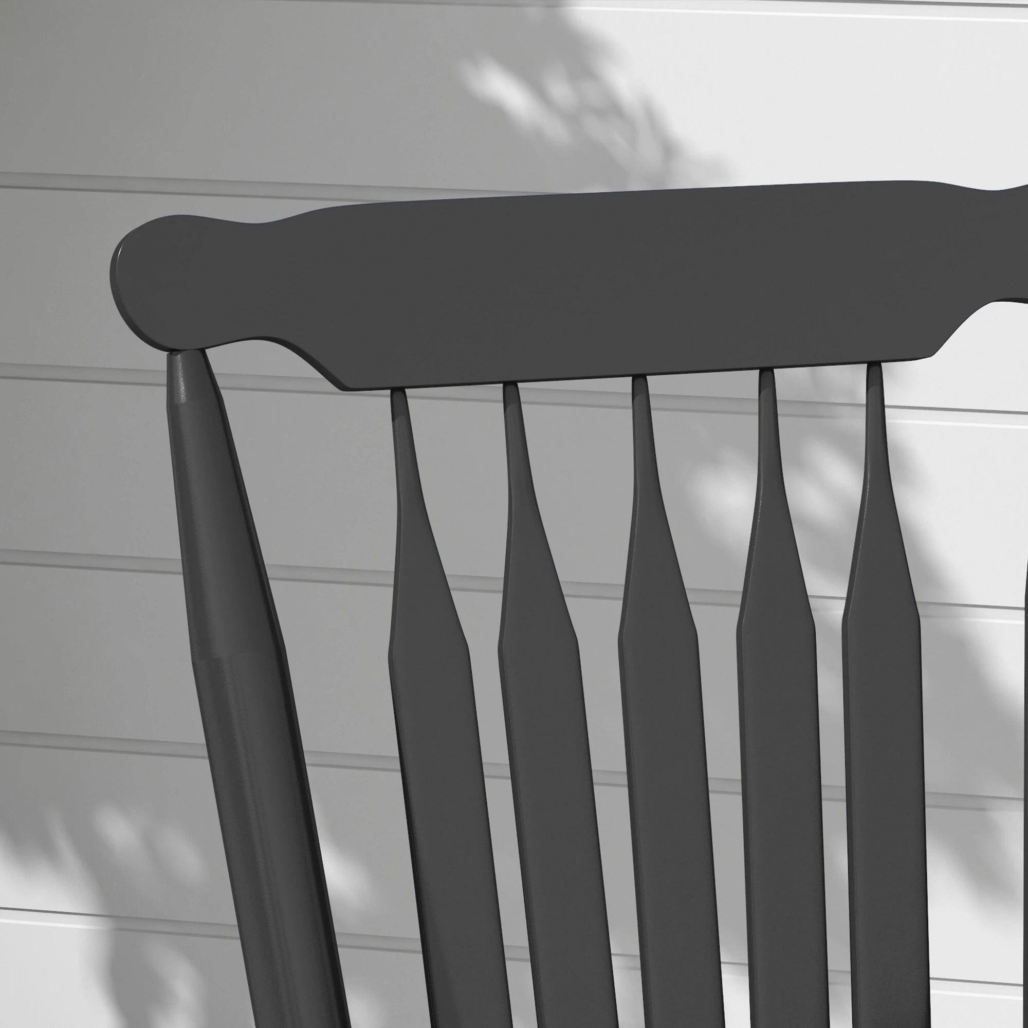 Back. Resenkos - Resenkos High-Back Rocking Chair, 350 lbs Capacity, Durable Wood, Perfect for Outdoor, Garden Seating, Black - Black.