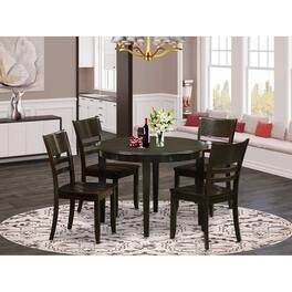 East West Furniture - 5 Pc small Kitchen Table and Chairs set-Dining Table and 4 Dining Chairs - Cappuccino