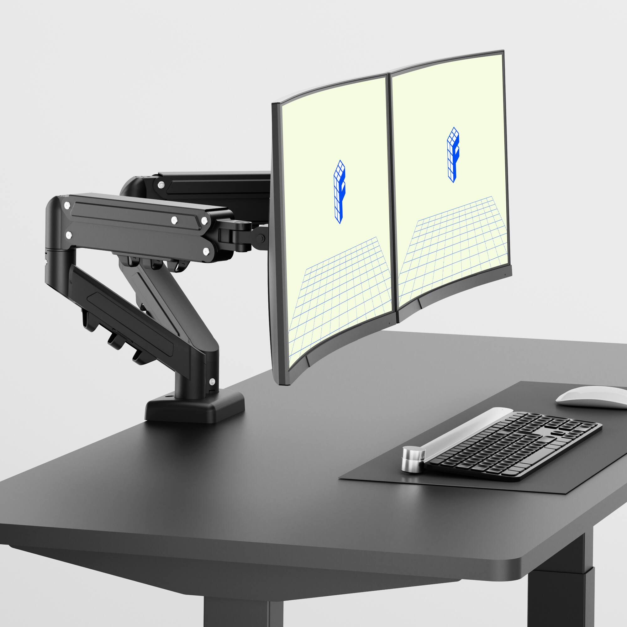 Left. FlexiSpot - MA1 Adjustable Dual Monitor Arm for 17"-32" Monitors - Black.