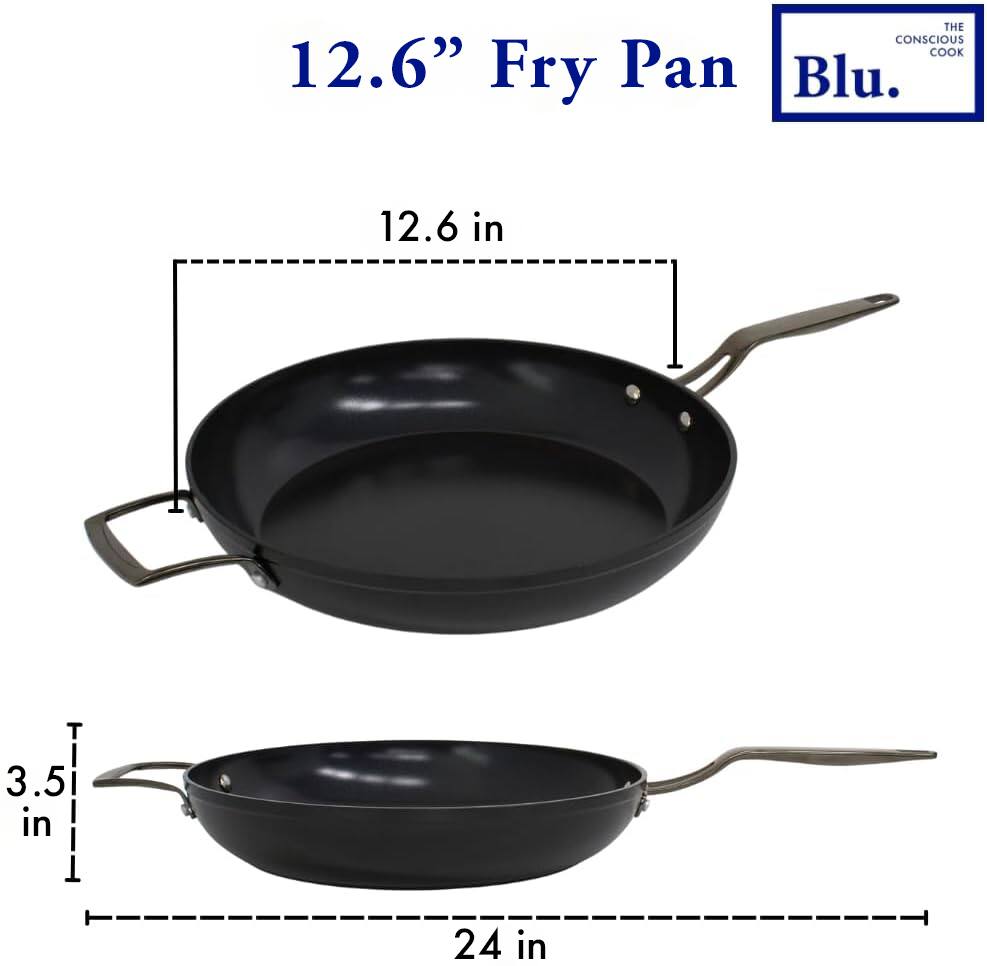 12.6" Fry Pan  
Blu.  
THE CONSCIOUS COOK  

12.6 in  
3.5 in  
24 in