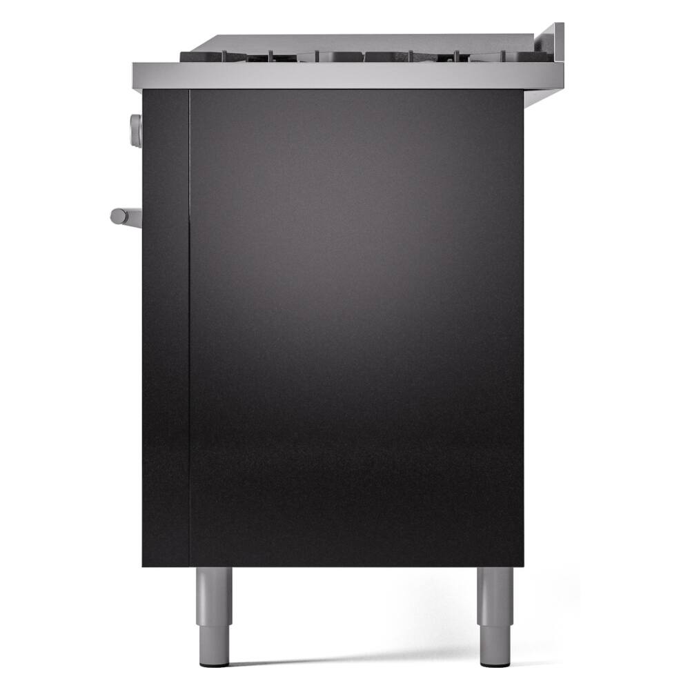 Alt View 9. ILVE - ILVE Professional Plus II Series 60 in. Dual Fuel Range with 7 Sealed Burners + Griddle (Natural Gas, Satin Trim) - Glossy Black.
