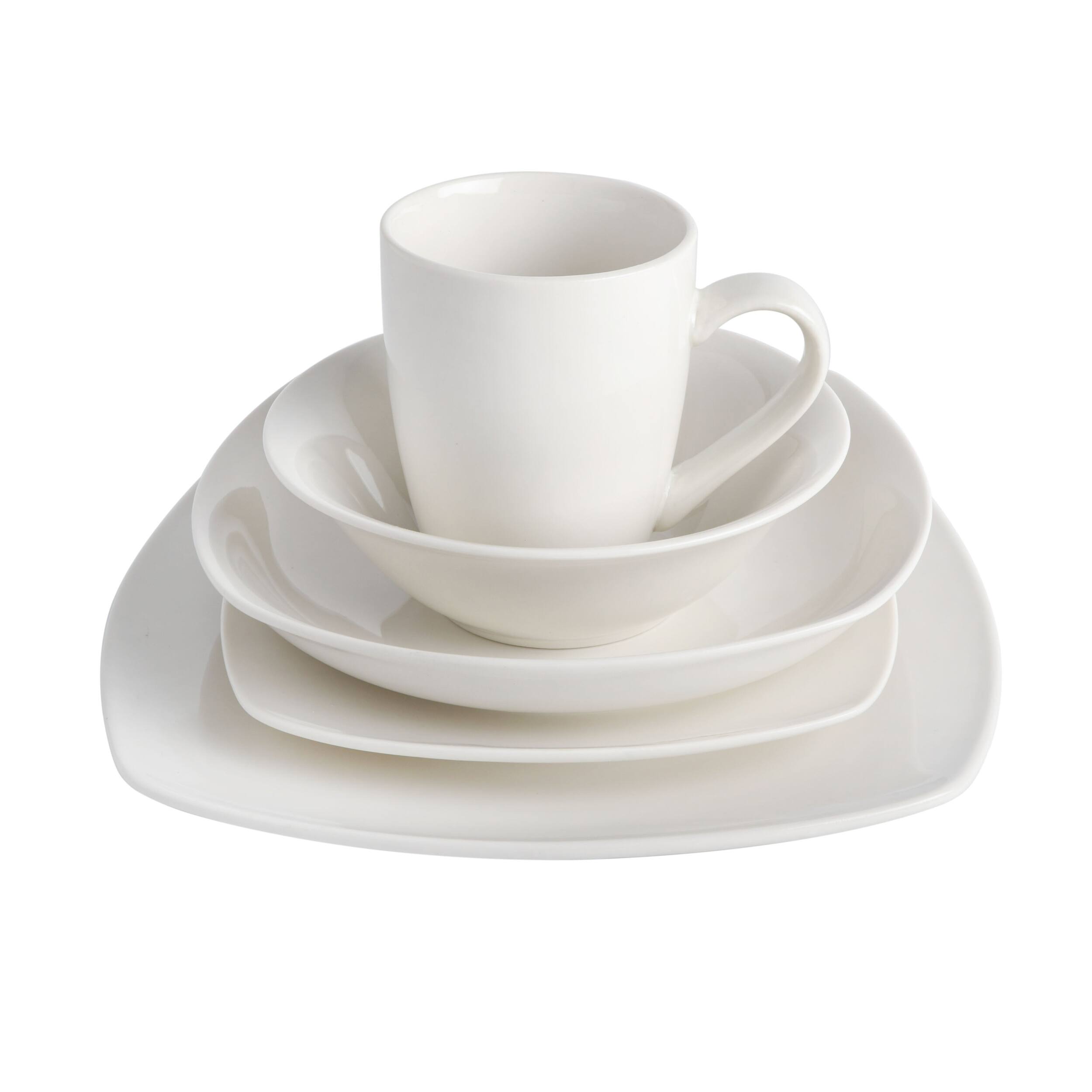 Alt View 2. Gibson - Gibson Home Liberty Hill 30 Piece Soft Square Porcelain Dinnerware Set in White - White.