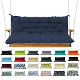 Chateau Abodes - Outdoor Replacement Seat Cushions for 2-3 Person Swing & Bench, Waterproof Sofa Pads with Backrest for Patio Furniture - Dark Blue-40x60in