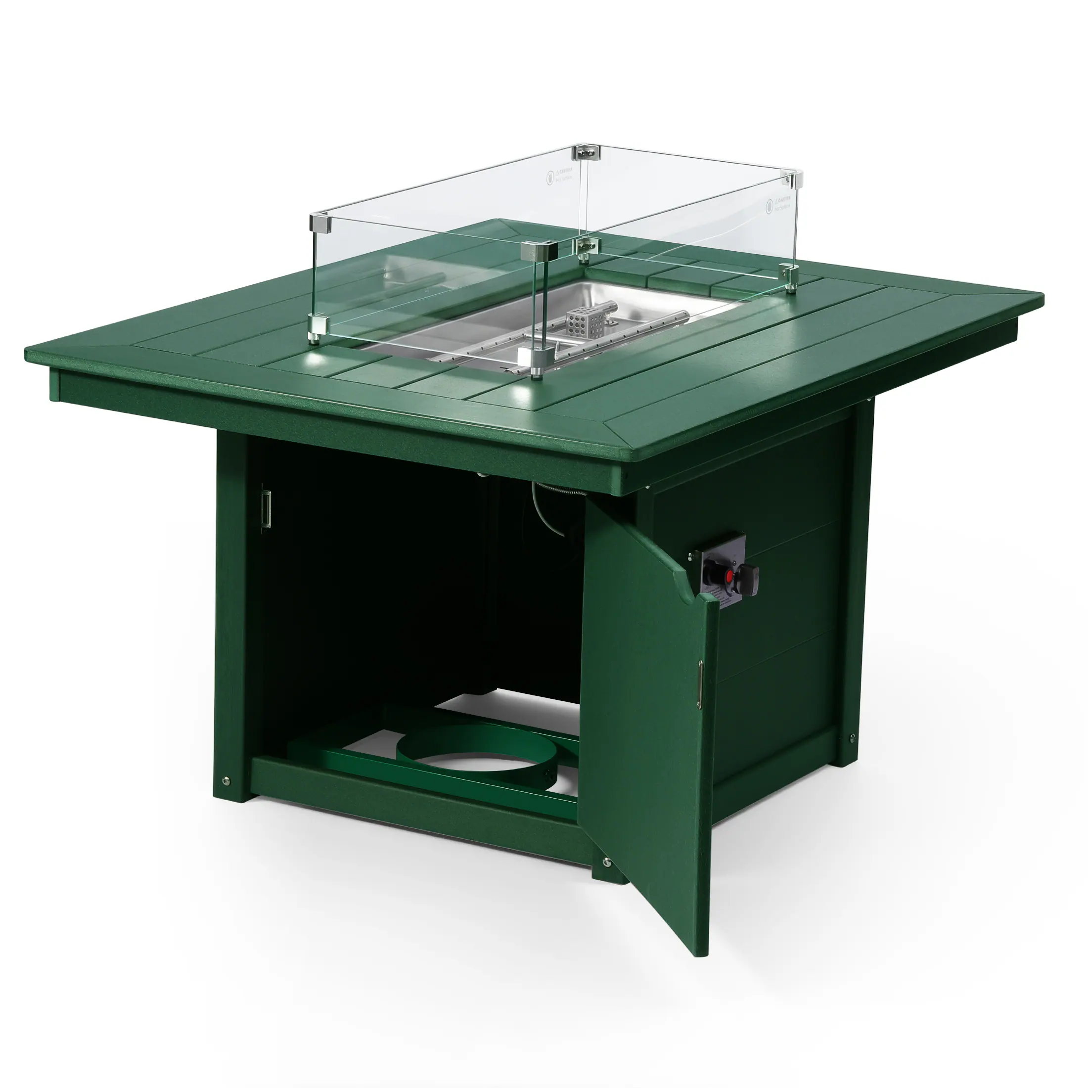 Left. WestinTrends - WestinTrends Helios 46" Modern Outdoor 55,000 BTU Patio Gas Propane Rectangle Deck Fire Pit Table - Dark Green.