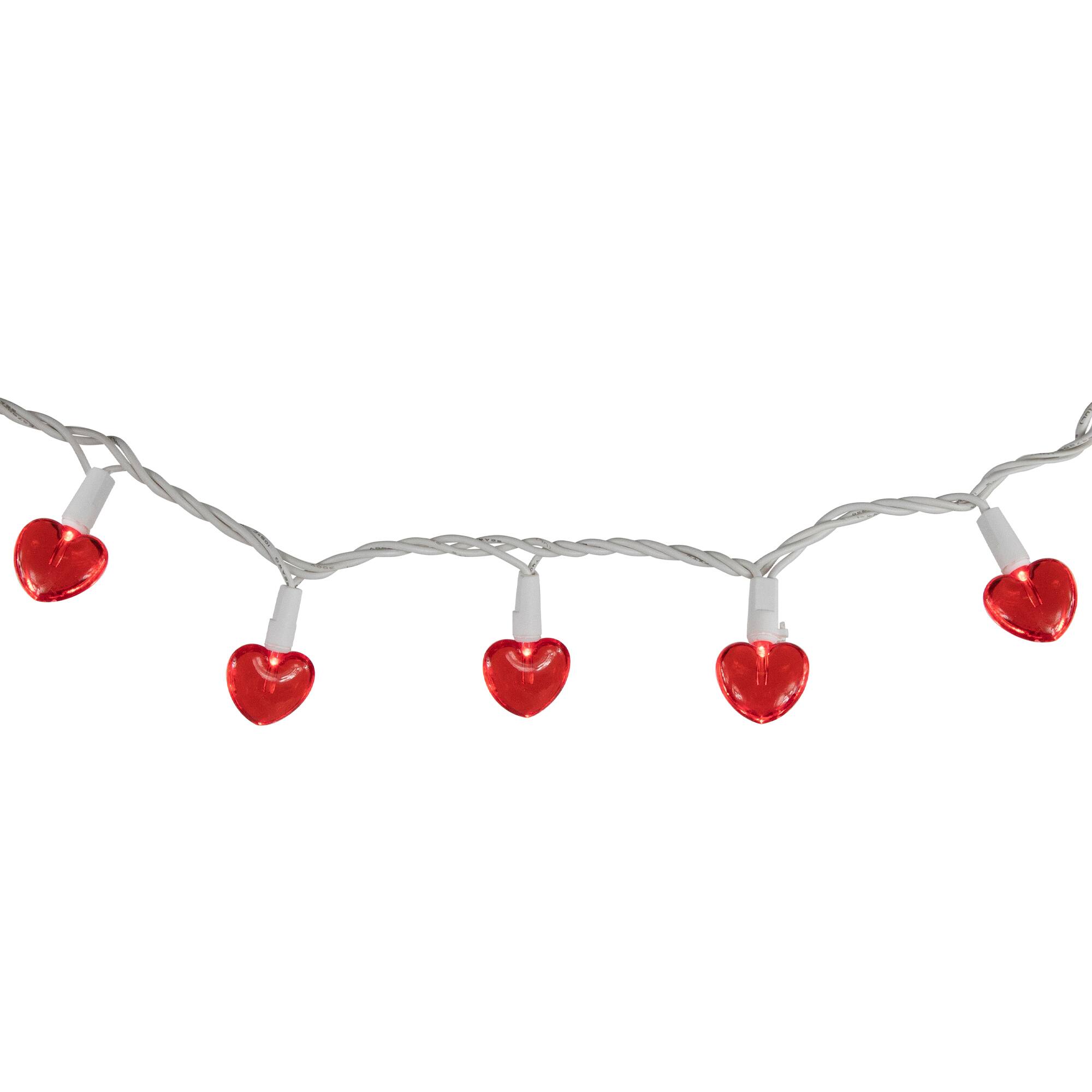 Alt View 4. Northlight - 20-Count Red LED Mini Hearts Valentine's Day Lights - 4.75ft, White Wire - Red.