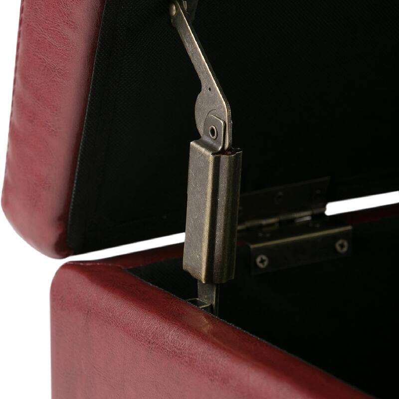 Alt View 3. Lumina Wise - Red Faux Leather Storage Ottoman Bench - Red.