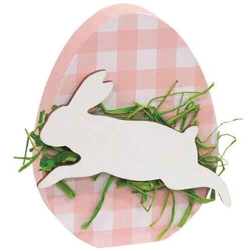 Front. BreeBe - *Hopping Bunny Pink Plaid Egg Sitter - Multi.