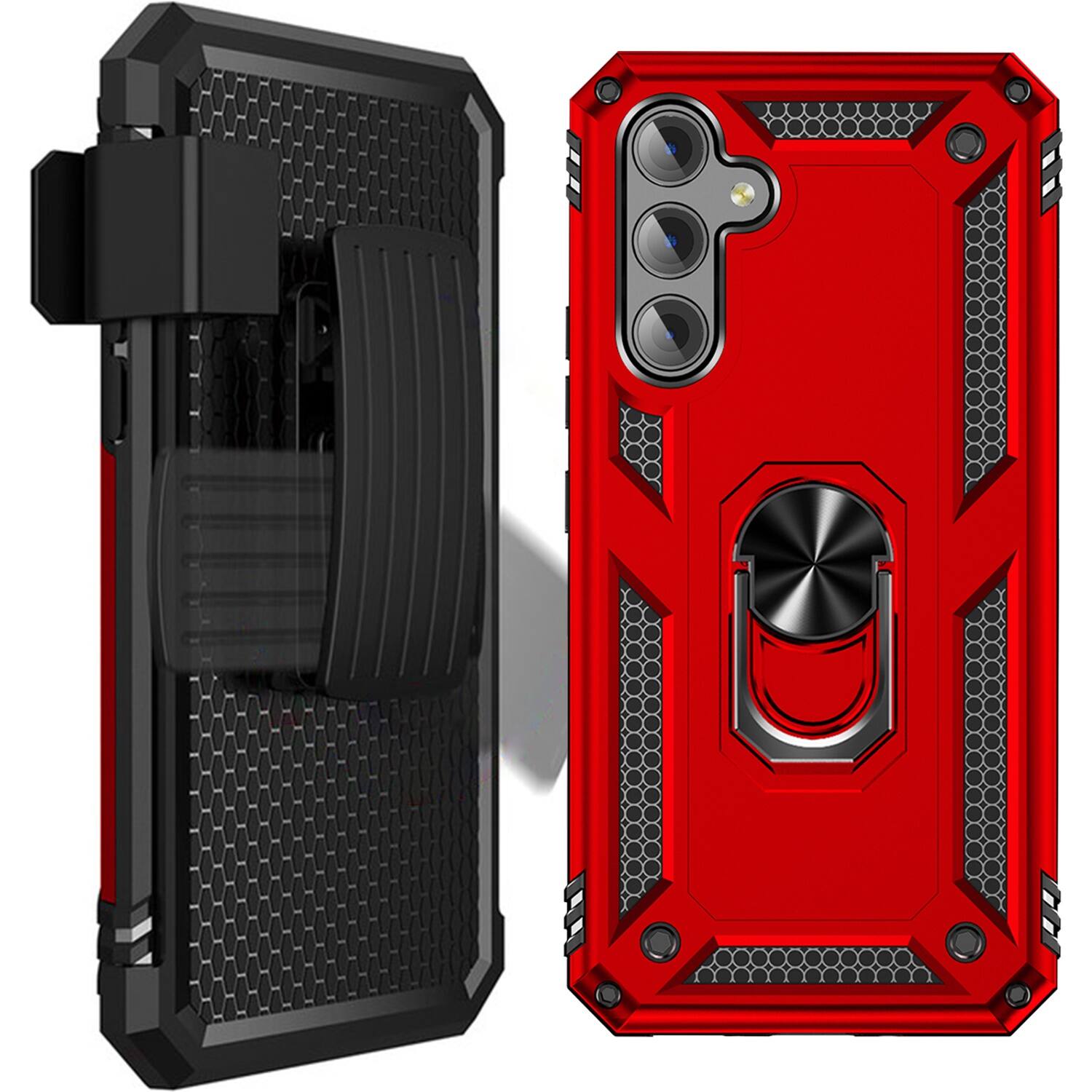 Alt View 13. SaharaCase - Military Kickstand Series with Belt Clip Case for Samsung Galaxy A54 5G - Red.