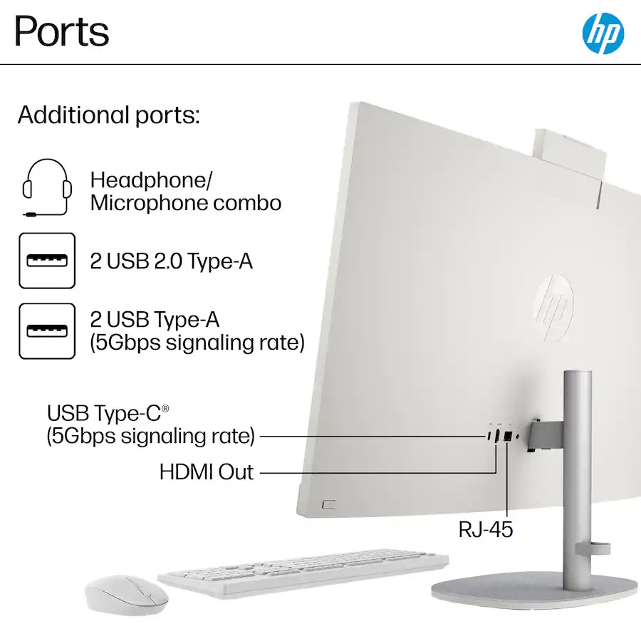 HP - 27" Full HD Touch-Screen All-in-One with Adjustable Height - Intel Core Ultra 7 - 16GB Memory - 1TB SSD - Shell White