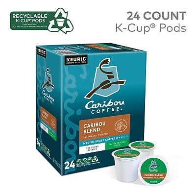 RECYCLABLE K-CUP® PODS  
24 COUNT K-Cup® Pods  
KEURIG® Compatible  
Caribou Coffee  
CARIBOU BLEND  
MEDIUM ROAST COFFEE  
100% NATURAL COFFEE  
NO ADDED FLAVORS  
THE CROWD PLEASER  
RECYCLABLE