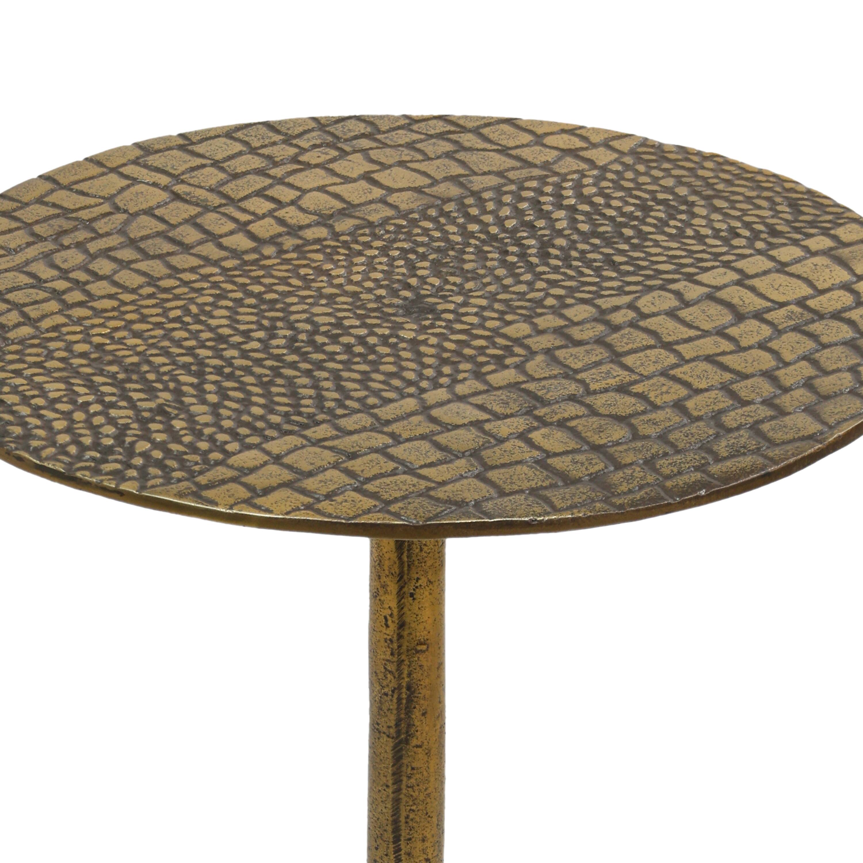 Left. Manhattan Lane - Zavra 21.5" Side End Drink Table | Aluminum Cast Craftmanship - Antique Brass, Black.
