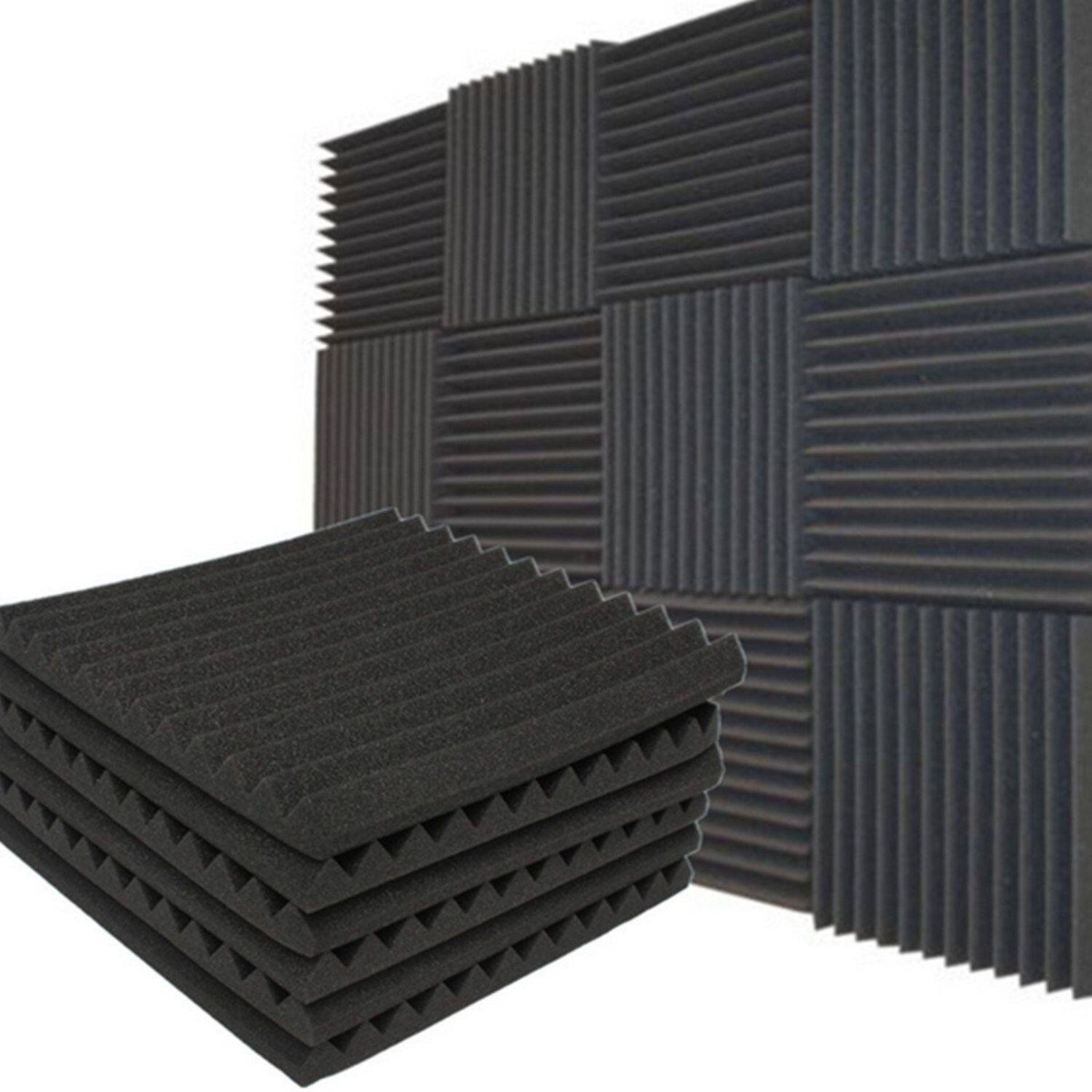 Front. Stock Preferred - 12" x 12" x 1" Acoustic Foam Panels-12Packs - Black.