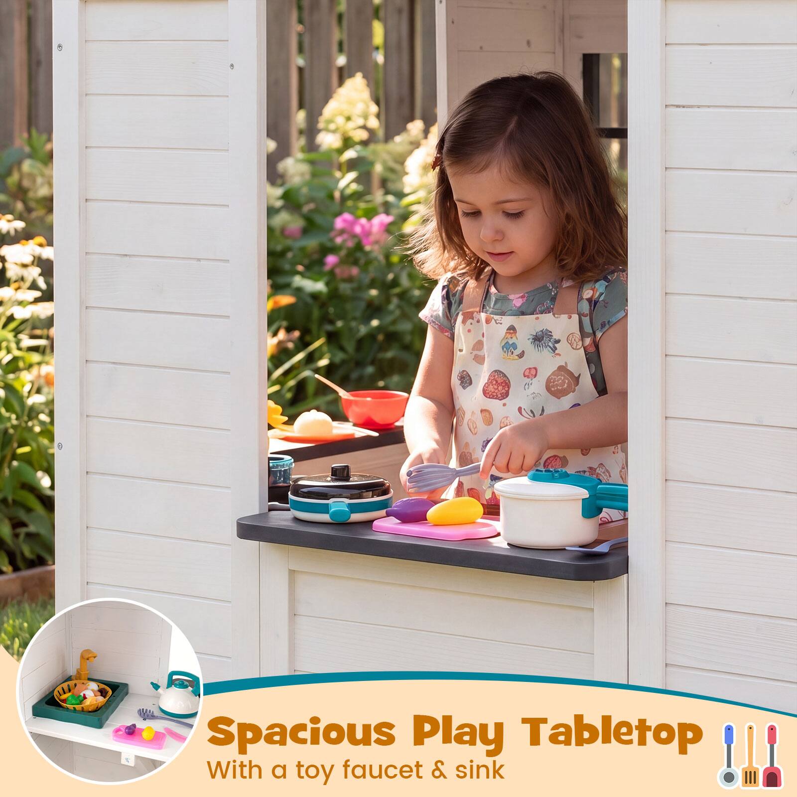 Spacious Play Tabletop With a toy faucet & sink