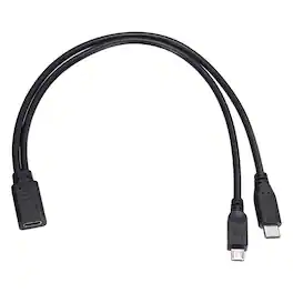 Unique Bargains - Type C Female to Type C and Micro USB Male 2-in-1 11.8" Adapter Cable - Black