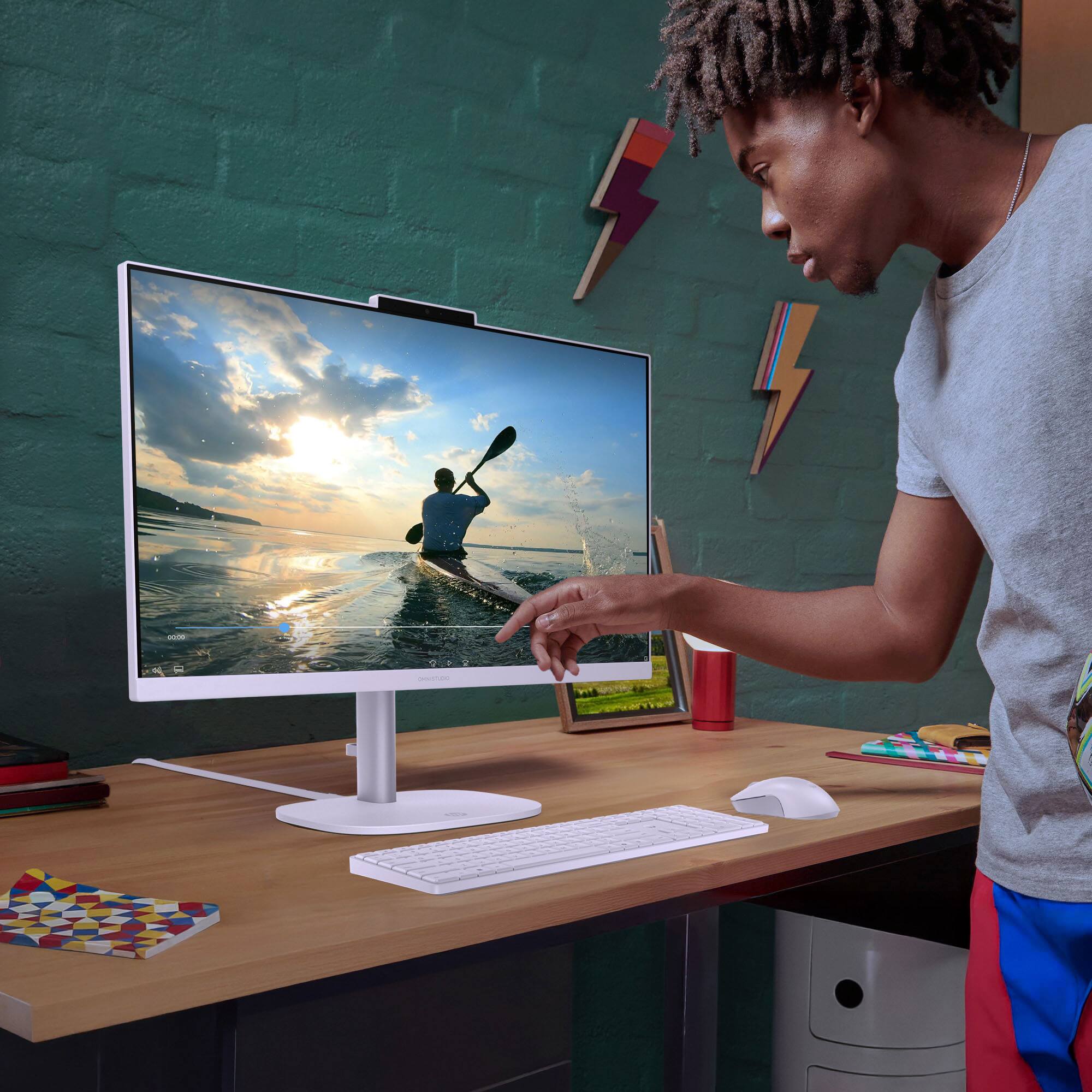 Alt View 9. HP - OmniStudio 23.8" Full HD Touchscreen All-in-One w/ Adjustable Height - AMD Ryzen 5 40 - 16GB Memory - 1TB SSD - Amethyst Haze.