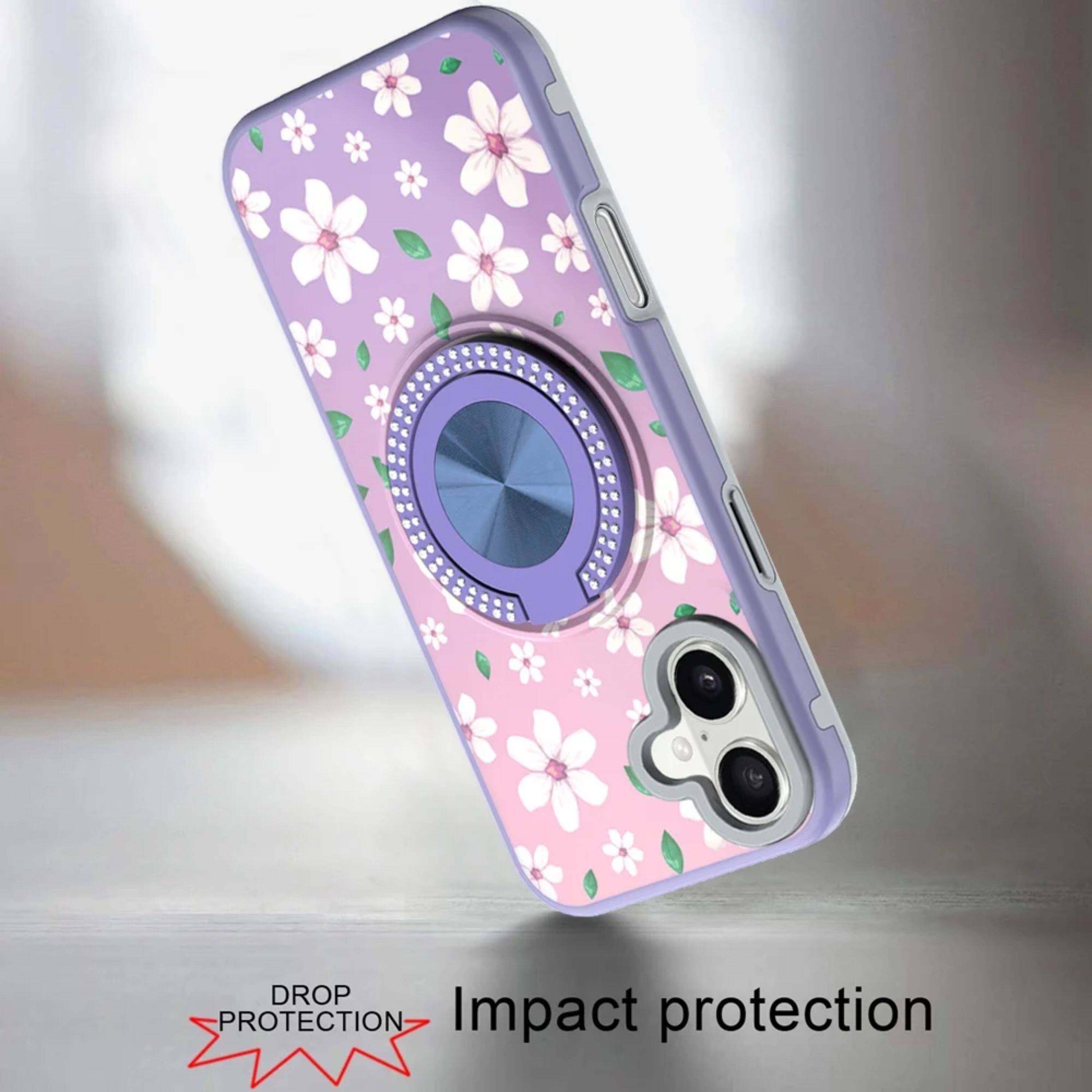 Kitcheniva Printed Design Case With 360 Rotating Stand Tempered Glass ...