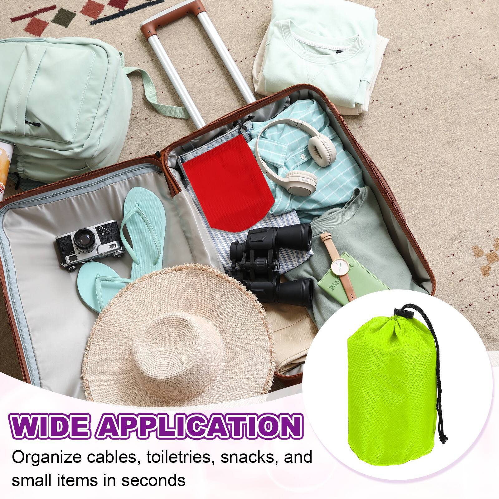 WIDE APPLICATION  
Organize cables, toiletries, snacks, and small items in seconds