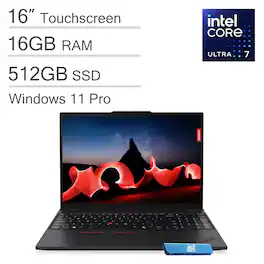 Lenovo - Refurbished Excellent - ThinkPad T16 Gen 3 Laptop - 16" FHD+ Touchscreen - Intel Core Ultra 7 - 16GB Memory - 512GB SSD - Windows 11 Pro - Black
