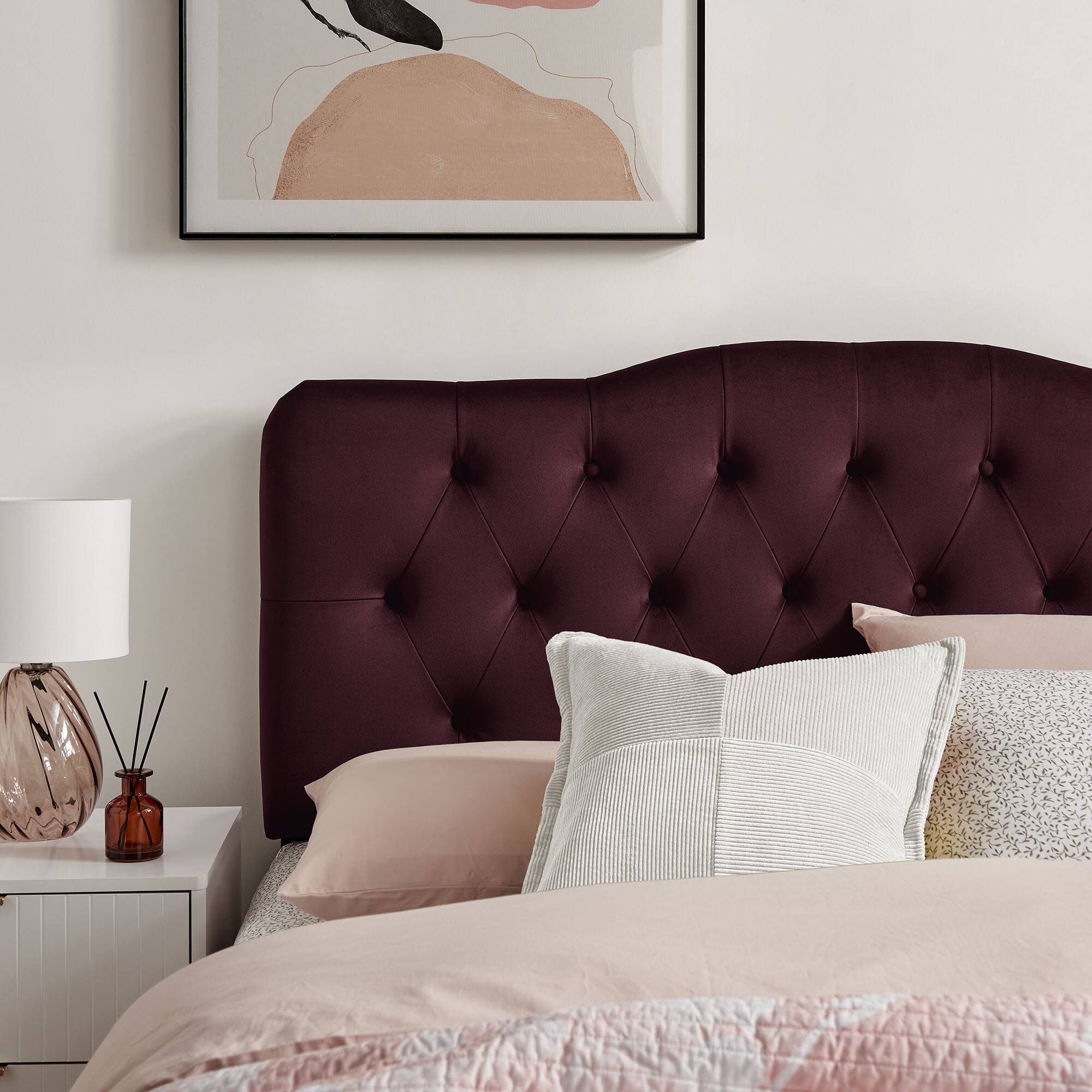 Alt View 1. Modway - Annabel Diamond Tufted Performance Velvet Headboard by Modway - Mulberry.