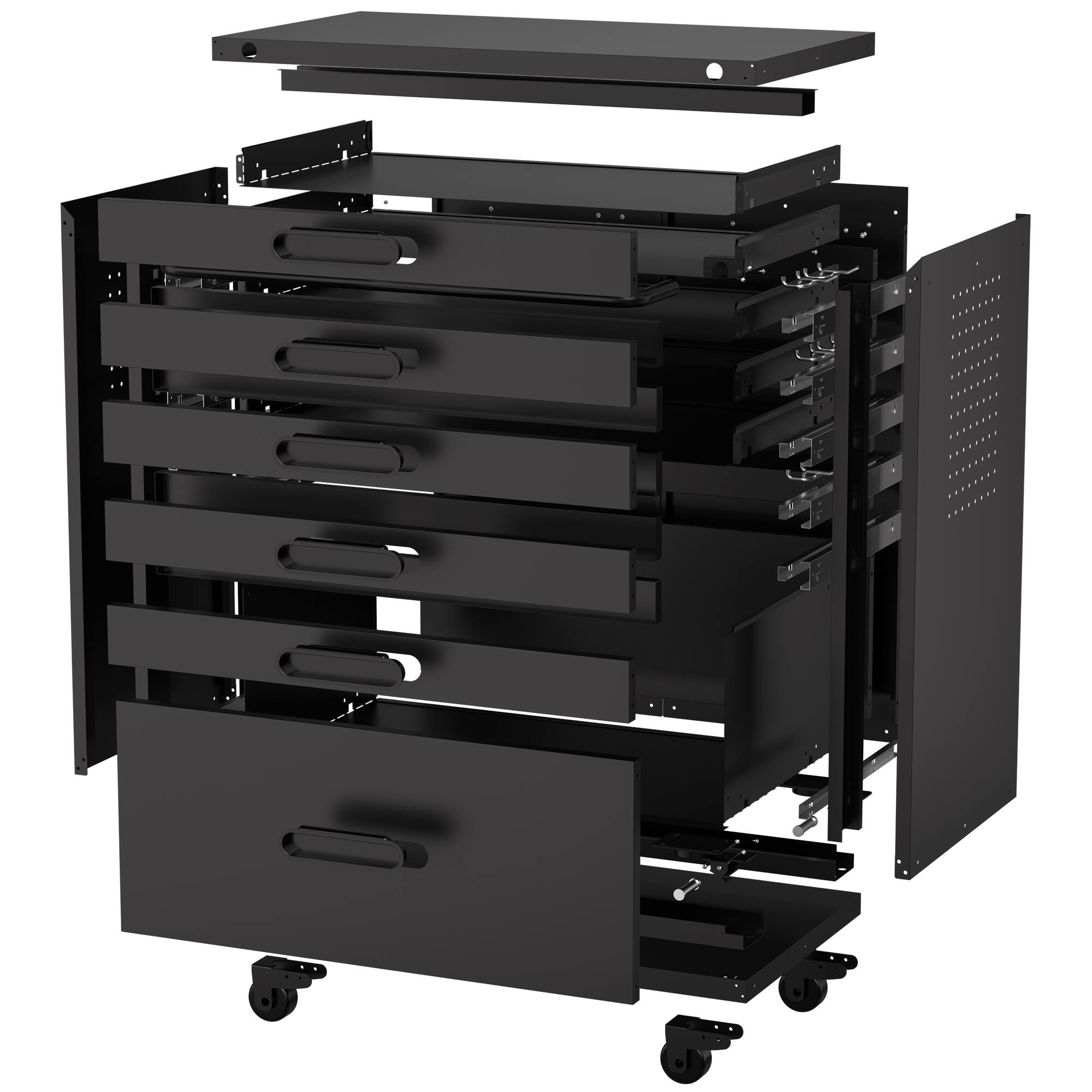 Alt View 4. Anysun - Anysun 6-Drawer Rolling Heavy-Duty Steel Tool Garage Cabinet Organizer - Black.