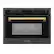 Front. ZLINE - Autograph Edition 24" 1.6 cu ft. Built-in Convection Microwave Oven in Black Stainless Steel and Polished Gold Accents - Stainless steel.