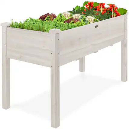 Front. Best Choice Products - Best Choice Products 48x24x30in Raised Garden Bed, Elevated Wooden Planter for Yard w/ Foot Caps, Liner - White - White.