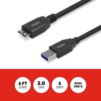 Staples 6 FT CORD 3.0 GEN 5 GBPS DUAL USB-A