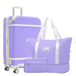LOVMOR - Hardshell 24" Checked Luggage TSA Dual Spinner - Purple