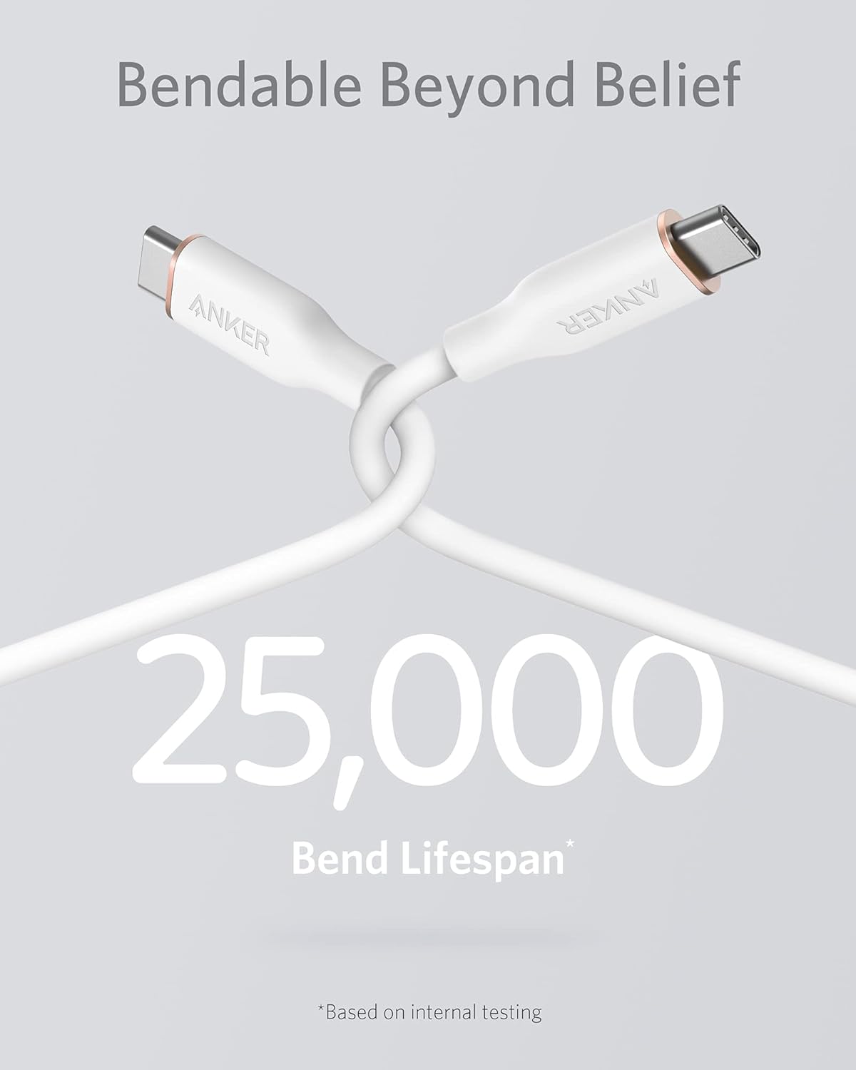 Bendable Beyond Belief  
ANKER  
25,000 Bend Lifespan*  
*Based on internal testing