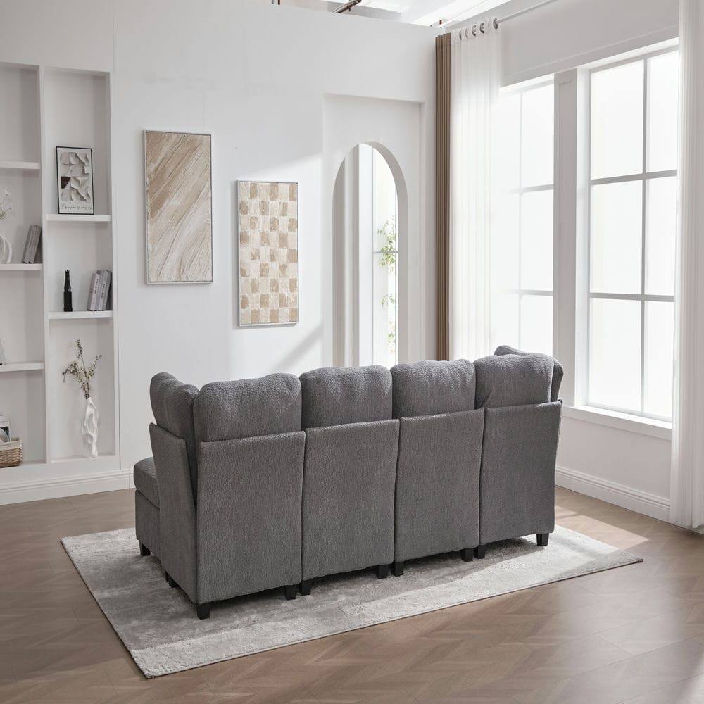 Alt View 1. Kadyn - U-Shaped 6-Seat Sectional, Convertible Modular Design with Chaise and Storage Ottoman, Gray - Gray.