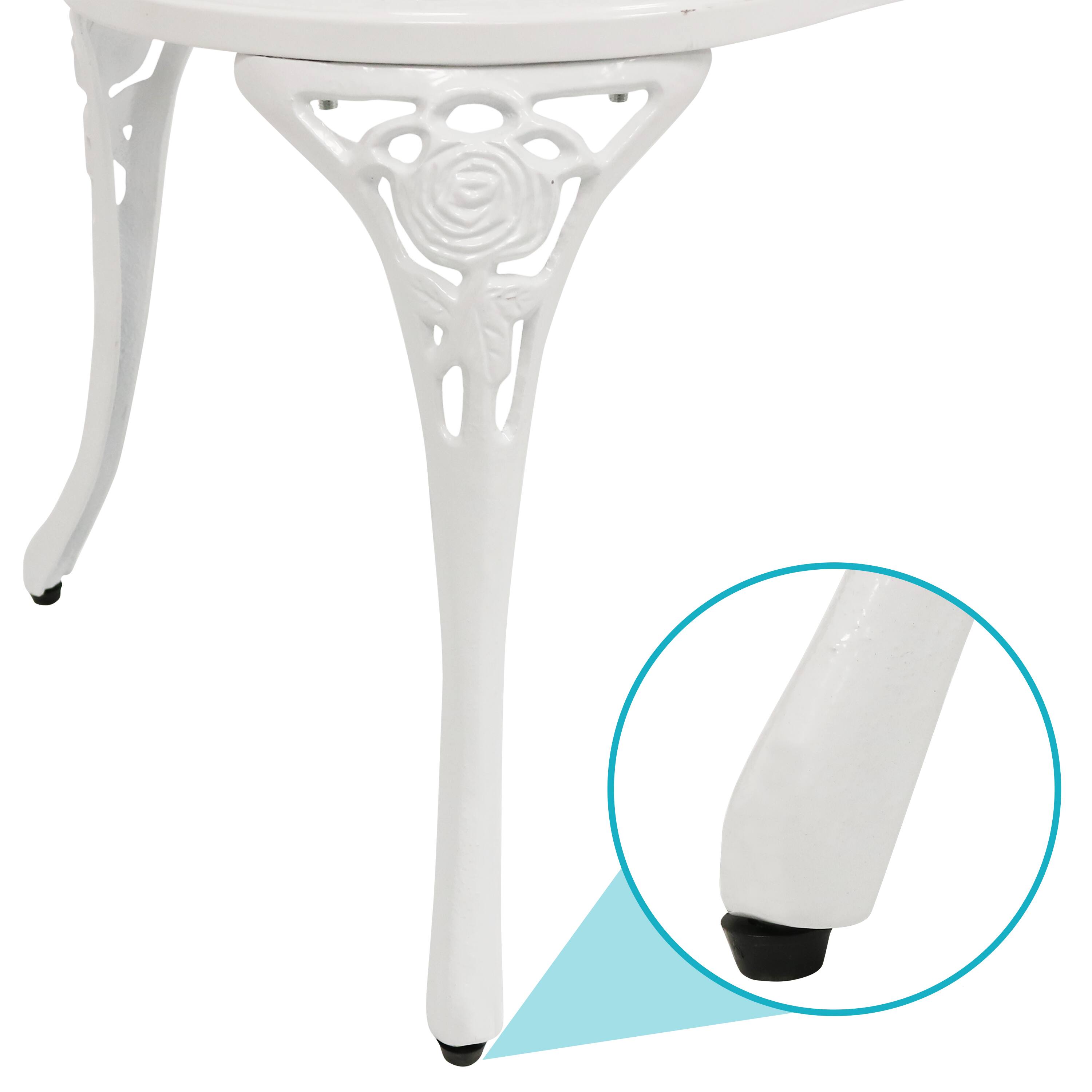 Alt View 7. Sunnydaze - 2-Person Classic Rose Cast Aluminum Outdoor Garden Bench - White.