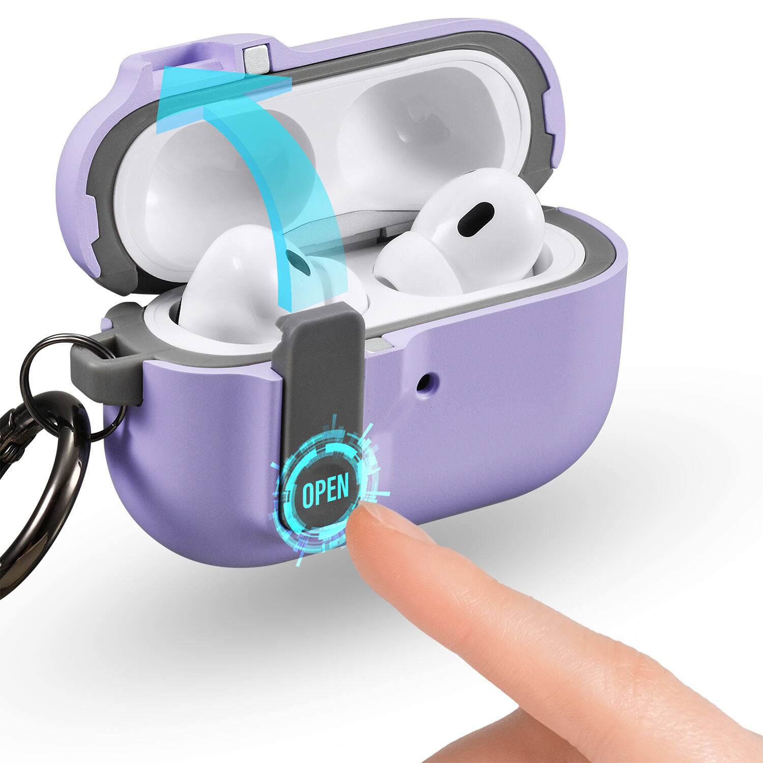 Angle. Vena - For Apple Airpods Pro 2 Case Cover with Magsafe, Dual Layer Airpods Pro 2 Case 2nd Generation Auto Open Lock Purple - Purple.