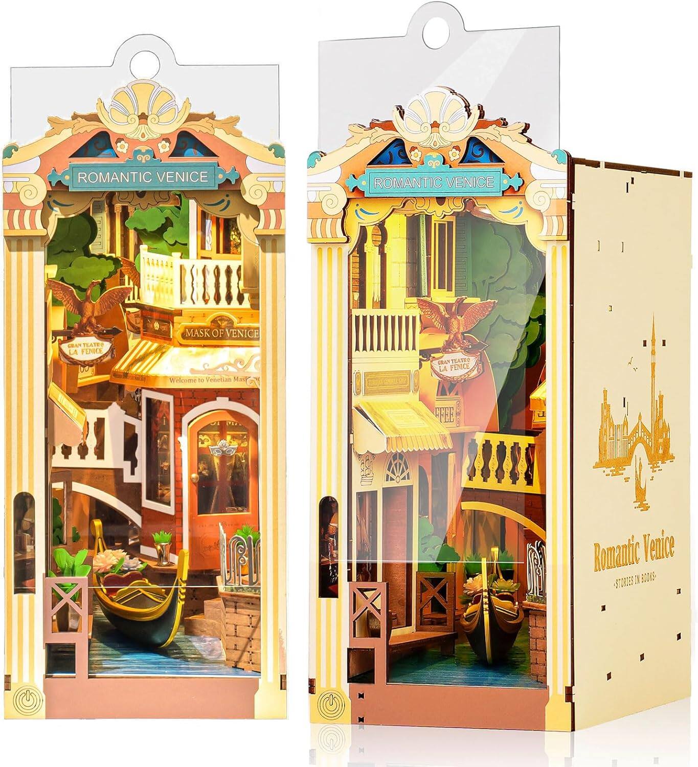 Robotime - Rolife Romantic Venice DIY Book Nook Kits for Adults 3D Wooden Puzzle-Bookshelf Insert Booknook-Miniature Kit - Brown price history on PriceWatchPro